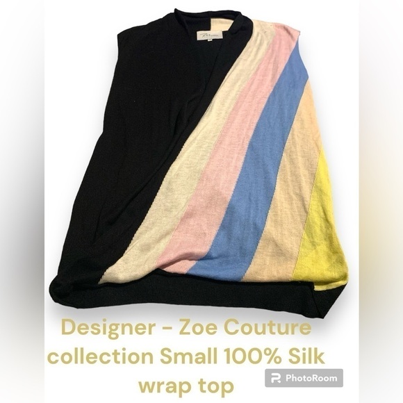 Zoe Couture Tops - EUC Designer Zoe Couture size Small wrap top 100% silk